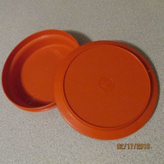 Vintage Tupperware Bowl Orange Harvest Seal N Serve Bowl,  Lid=plate Holds 2 Cups