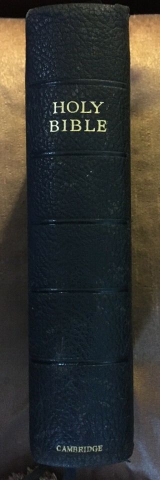 Vintage Cambridge Turquoise Kjv King James Holy Bible Black Leather Hardcover
