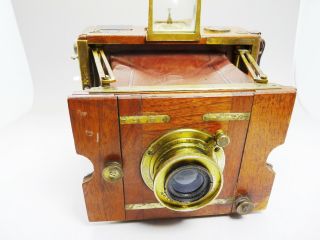 Ernemann Tropen Klapp Camera Teak Wood Red Bellows 9x12 Tropical 5154