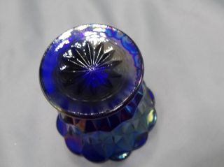 Imperial Glass Blue Carnival Glass Toothpick Holder Diamond Vtg 4