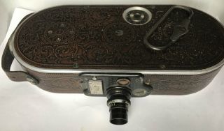 Antique B&H Filmo 75 movie camera 16mm film with tooled leather w/ case 2