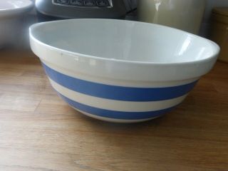 Vintage Cornish Ware England Kitchen Ware Blue Stripe Mixing Bowl