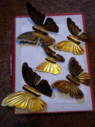 5 Vintage Home Interiors Gold Metal Butterfly Wall Plaques