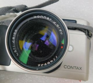 Vtg Contax G2 35mm film rangefinder camera Zeiss Sonor 2,  8/90 Lens 9