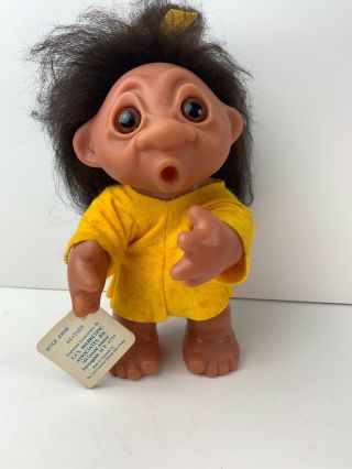 Vintage 1977 Thomas Dam Troll Doll 9 " Denmark Norfin Heather With Tag T1