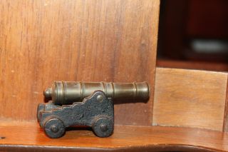 Vintage Miniature 3 " Cast Iron & Brass Toy Cannon