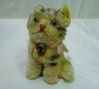 Vintage Steiff Susi Cat Made In Germany 3310 Bell,  Paper Tags,  Button