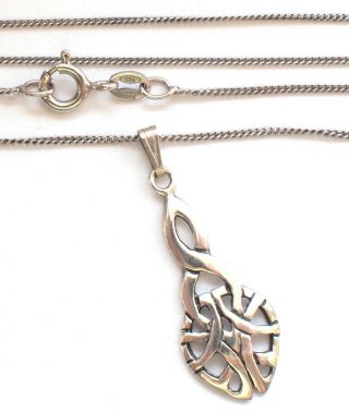 925 Sterling Silver Necklace Celtic Irish Design Pendant 46cm Vintage Retro