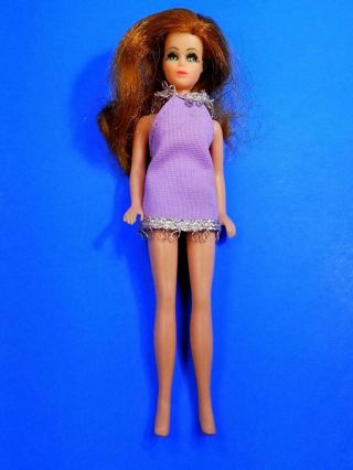 Topper Dawn Glori Doll w/Purple Dress Vintage 1970 ' s 5