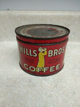 Vintage Hills Brothers Coffee Tin - Rare 1/2 Lb - Red Can Brand,  Copyright 1939