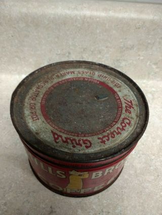 Vintage Hills Brothers Coffee Tin - Rare 1/2 lb - Red Can Brand,  Copyright 1939 2