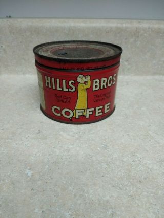 Vintage Hills Brothers Coffee Tin - Rare 1/2 lb - Red Can Brand,  Copyright 1939 3