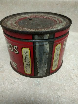 Vintage Hills Brothers Coffee Tin - Rare 1/2 lb - Red Can Brand,  Copyright 1939 5