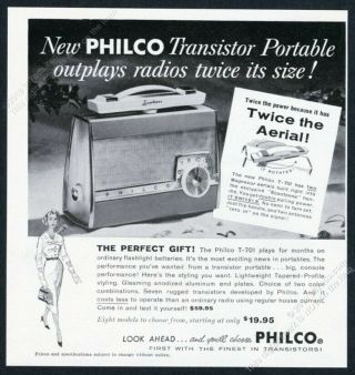 1958 Philco T - 701 Scantenna Transistor Radio Photo Vintage Print Ad