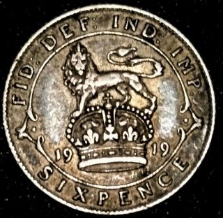 1919,  Shilling Great Britain Silver Value Vintage Coin