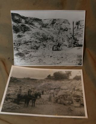 2 Antique Vintage Mining Photographs Black & White 8x10 " Glossy Western America