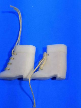 Barbie Doll Sized White Clone Boots Hong Kong Minty Vintage 1960 