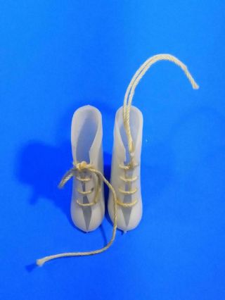 Barbie Doll Sized White Clone Boots Hong Kong MINTY Vintage 1960 ' s 2