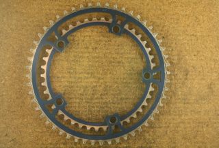 Vintage Ofmega Blue Anodized Chainrings Set 144 Campagnolo Record Fit Vitus Alan