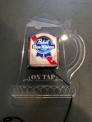Vintage Pabst Blue Ribbon Beer Stein Mug Lighted Sign - Rare