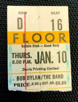 1974 Bob Dylan / The Band Concert Ticket Stub Toronto Maple Leaf Gardens Vtg