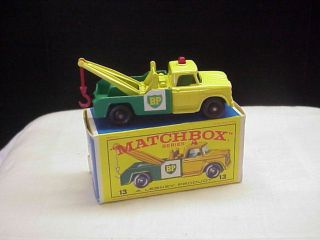 Vintage Matchbox Series No.  13 Lesney Dodge Wreck Truck With Box