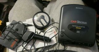 Vintage Sony Car Discman System Cassette To Cd With Ear Buds