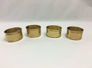 Napkin Rings - Set Of 4 Oval Shaped Brass Rings - Vintage 1980 