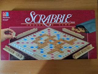 Vintage Scrabble Crossword Board Game Milton Bradley 1989