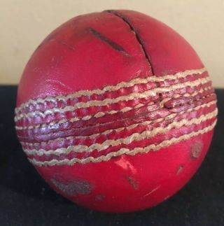 Antique Vintage Red Stitched Leather Cricket Ball