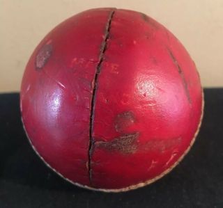ANTIQUE VINTAGE RED STITCHED LEATHER CRICKET BALL 2