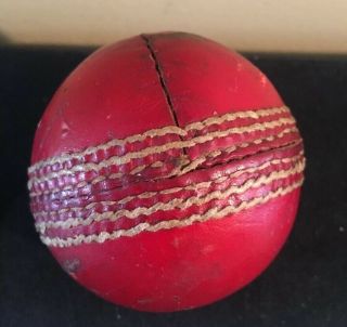 ANTIQUE VINTAGE RED STITCHED LEATHER CRICKET BALL 3