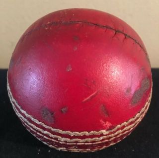 ANTIQUE VINTAGE RED STITCHED LEATHER CRICKET BALL 4