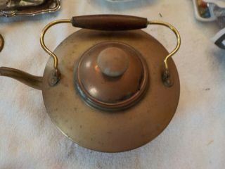 Vintage Copper & Brass Tea Kettle Pot With Lid Made In Holland