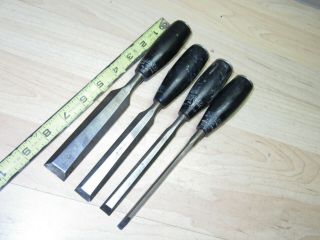 4 Vintage Stanley Late Model 40 Everlast Chisels Good User Tool To Restore