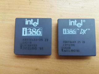 Intel A80386dx - 25,  386dx,  Sx218,  Vintage Cpu,  Gold,  Top