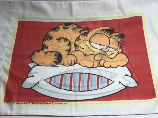 Vintage Garfield Double Sided Pillowcase Cartoon Comic Cat Jim Davis 1978