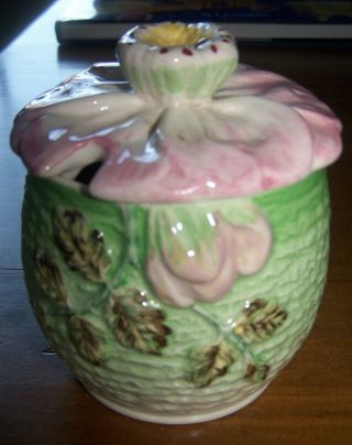 Vintage English Floral Jam Pot With Lid - Gorgeous Item
