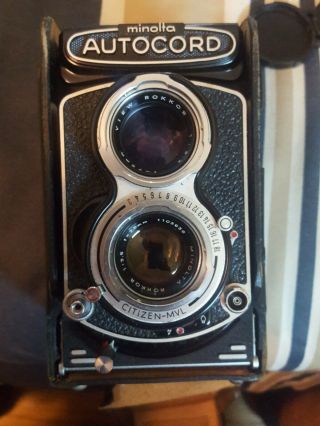 Vintage Minolta Autocord Tlr Camera Rokkor Lens With Case & Instructions