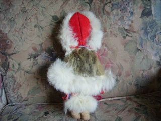 Old Inuit Eskimo Doll Real Fur Hand Stitched Embroidered Face 10 