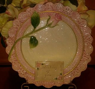 Fitz & Floyd Vintage Omnibus Victorian “thinking Of You” Postcard Pink Rose Lace