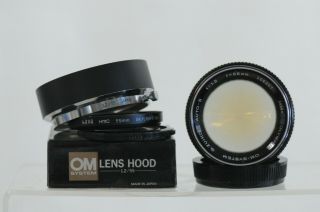 Olympus Zuiko Auto - S 55mm F1.  2 Lens with Cap & Hood 6
