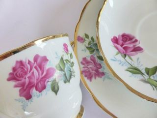 Pretty Vintage Teacup Trio,  Pink Roses Bone China,  High Tea,  Cabinet Set 2
