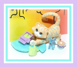 ❤️vintage 1993 Kenner Lps Zoo Nursery Baby Tiger Cat Kitten Cream Blue Kitty❤️