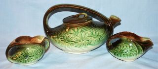 Vintage Mccoy Art Pottery Tea Pot,  Creamer Sugar Set Daisy Flower