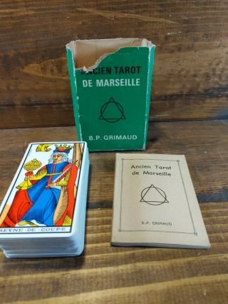 Vintage Bp Grimaud Tarot Of Marseilles Cards France 1963 78 Cards