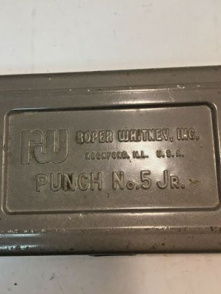 Vintage Roper Whitney No.  5 Jr.  Hand Punch Set W/ Metal Case