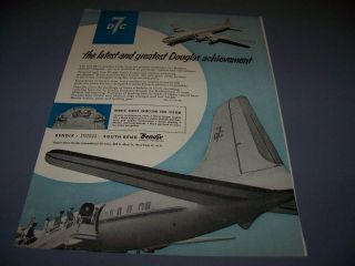 Vintage.  Douglas Dc - 7 " Bendix ".  Color Sales Ad.  Rare (714h)