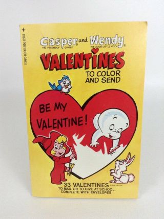 Casper And Wendy Valentines 33 To Color & Send Vintage 1976 Tempo Books