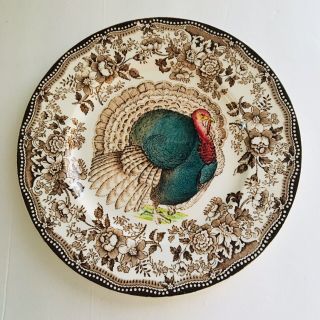 Staffordshire Clarice Cliff Mid Century Vintage Thanksgiving Turkey Dinner Plate